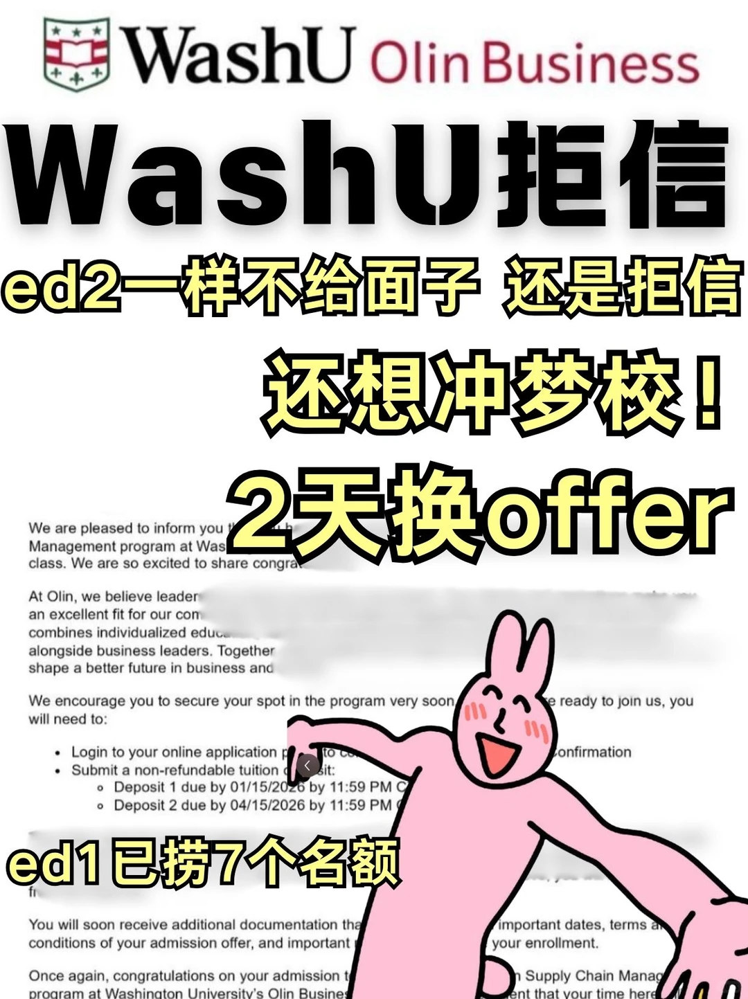 WashU拒信又是谁的梦校碎了!offer还能换