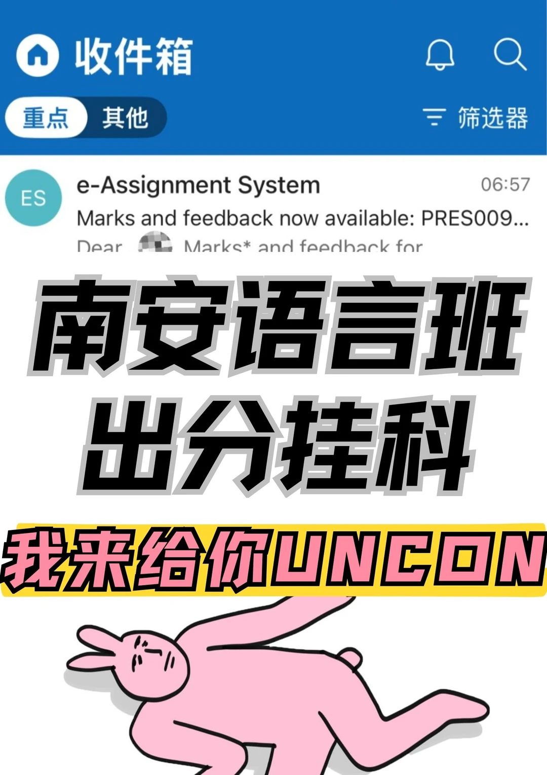 南安语言班出分！！挂了我来给你uncon