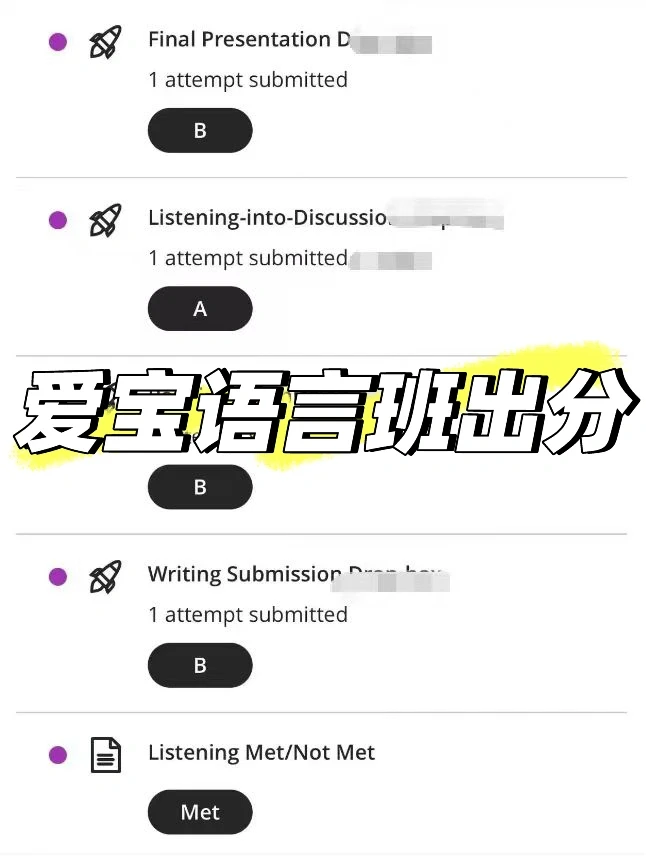 爱宝语言班出分啦！！！
