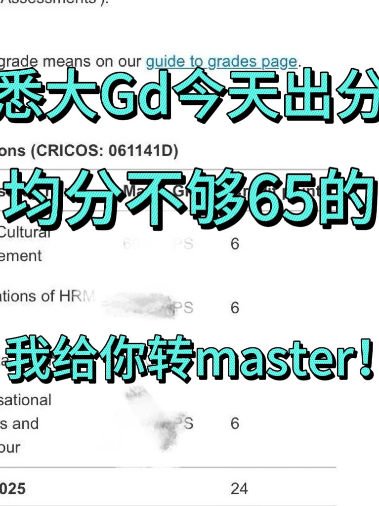 悉大Gd今天出分均分不够升master，咋办