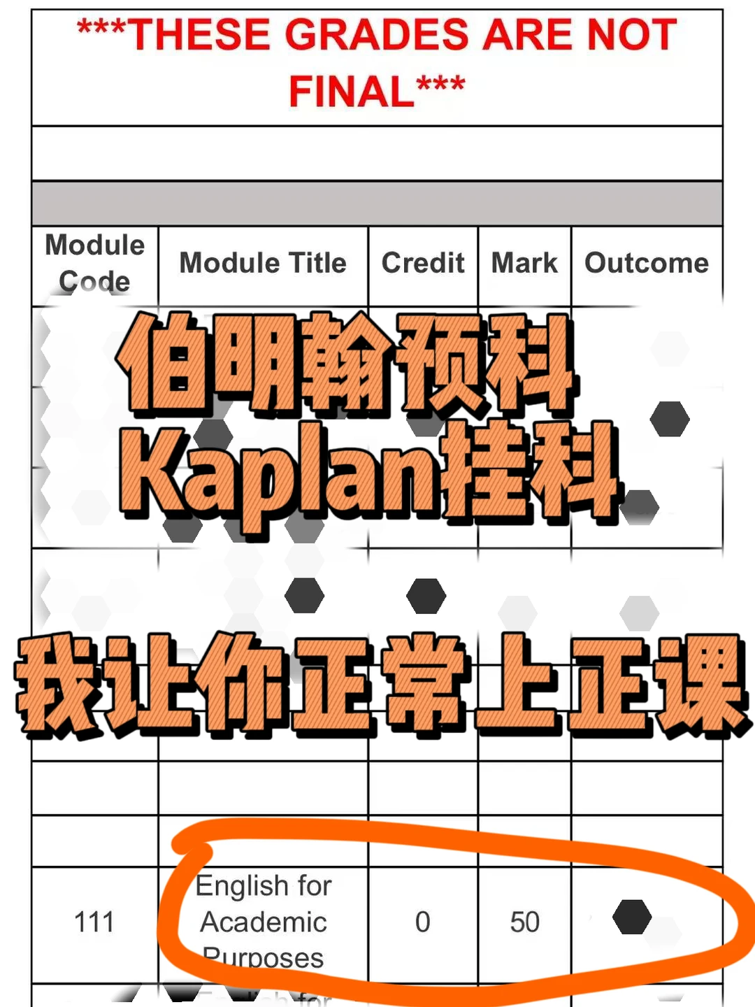 伯明翰kaplan预科挂科,我稳捞(中介内幕版)