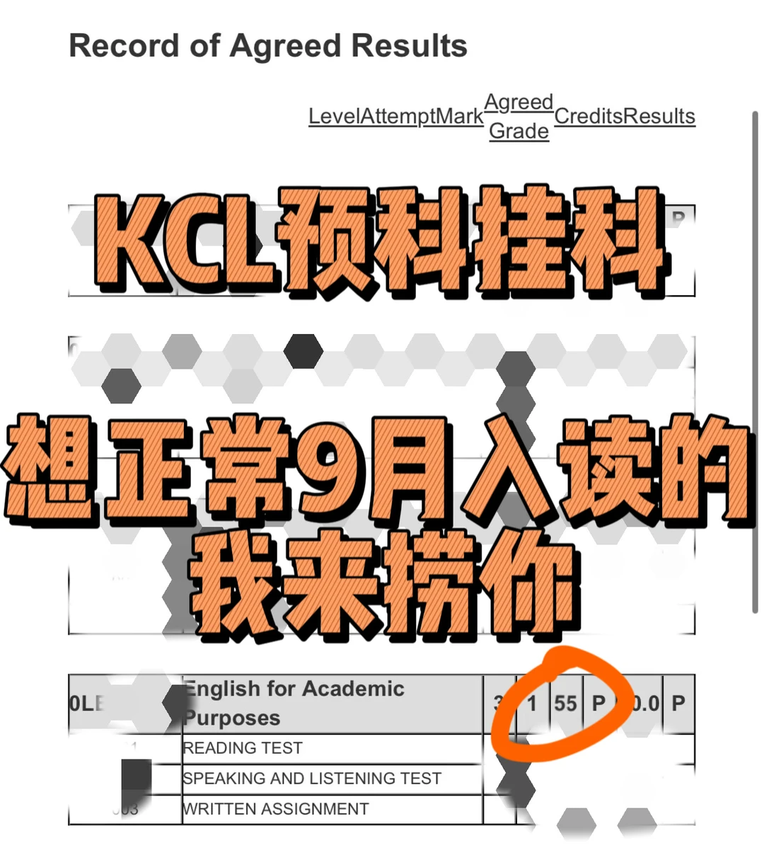 kcl预科挂科，还想九月正常入学的，我来捞！