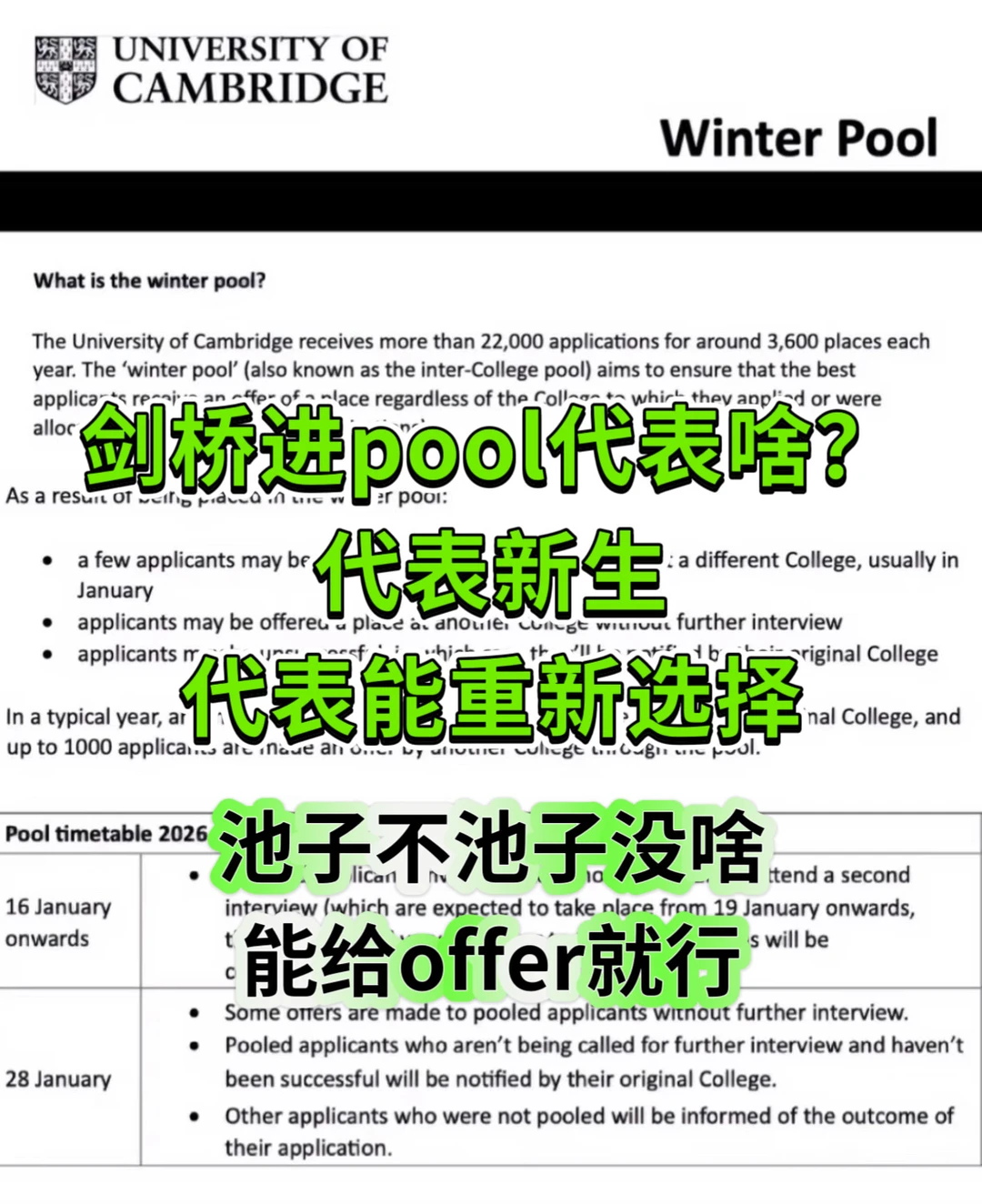 剑桥Winter Pool≠拒信,主动argue稳拿offer