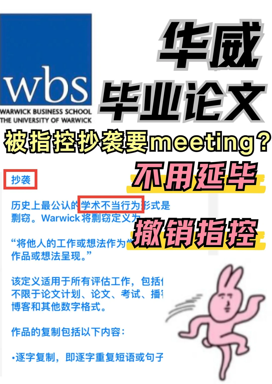 华威毕业论文整成学术不端了！不想延毕找我