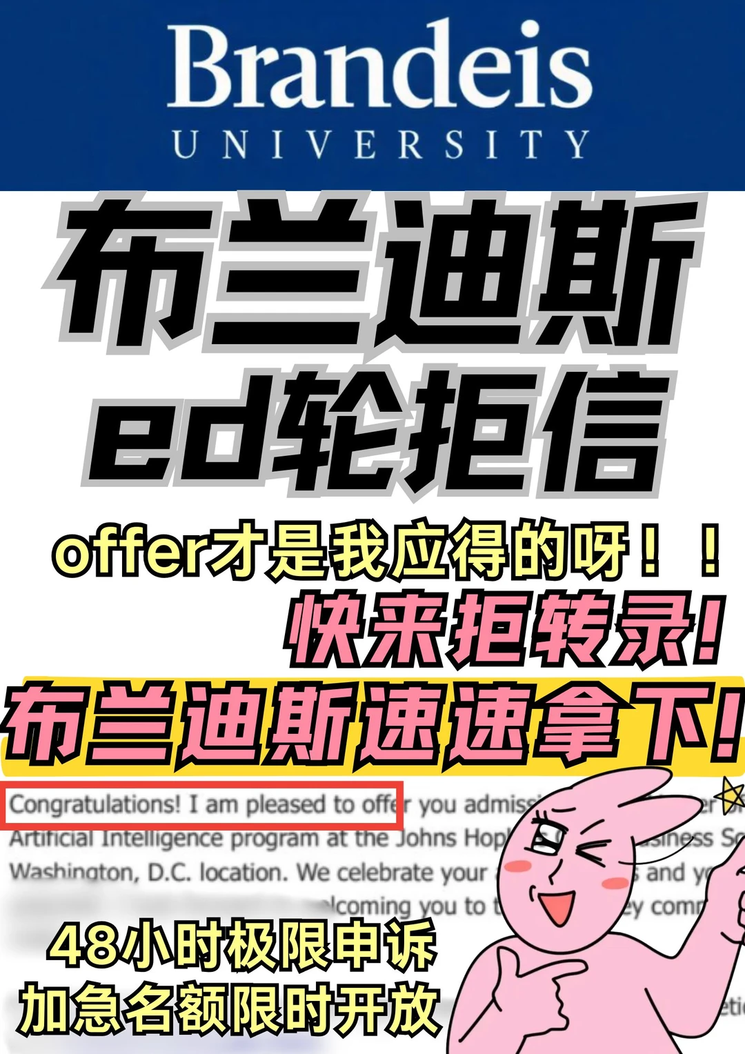 Brandeis放榜脆拒?offer才是你应得的!